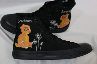 Dinosaur & Dandelion Converse Embroidery