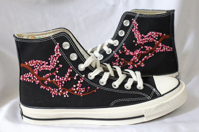 Cherry Blossom & Sunflower Converse Embroidery