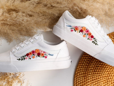 Color Flowers Embroidered Vans