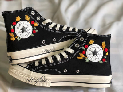 Rose Wheat Wreath Converse Embroidery