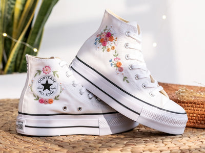 Pastel Rose Bouquet Converse Embroidery