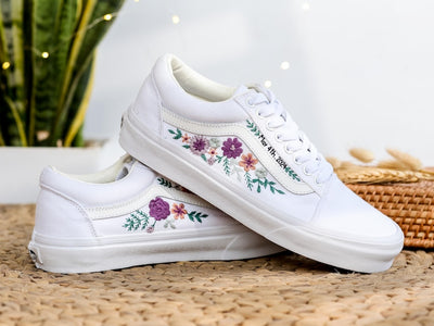 Purple Rose Wedding Converse Embroidery