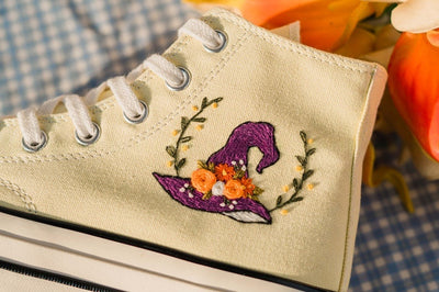 Witch Hat Pumpkin Converse Embroidery