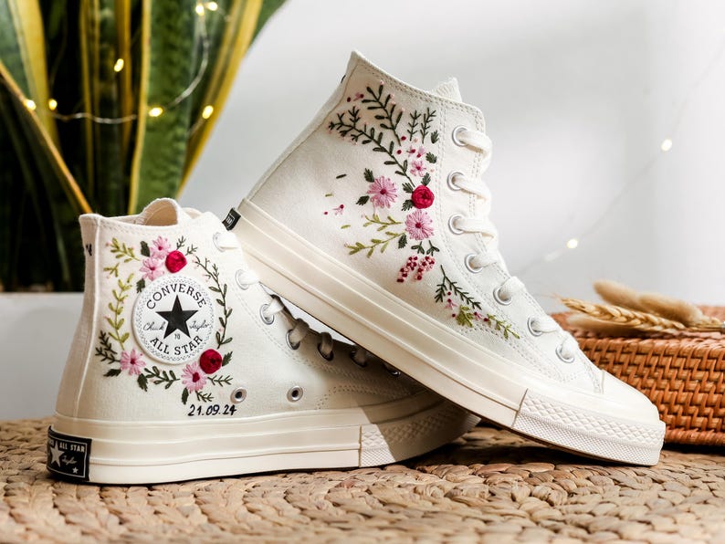 Wedding Flowers Embroidered Converse