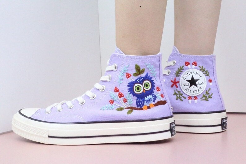 Owl Mushroom Converse Embroidery