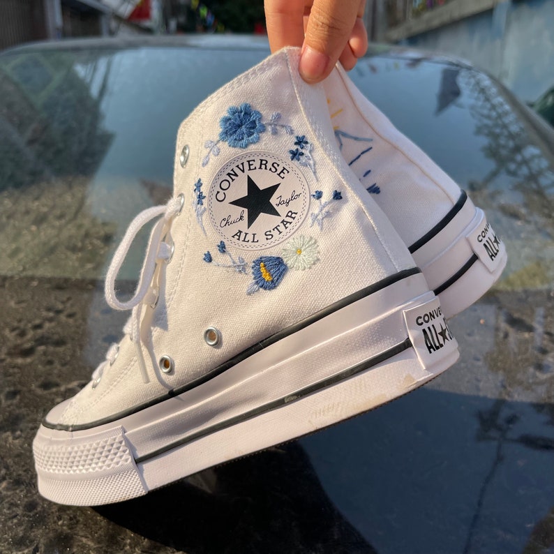 Mountain and Sun Converse Embroidery