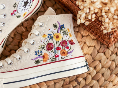 Colorful Wildflower Converse Embroidery