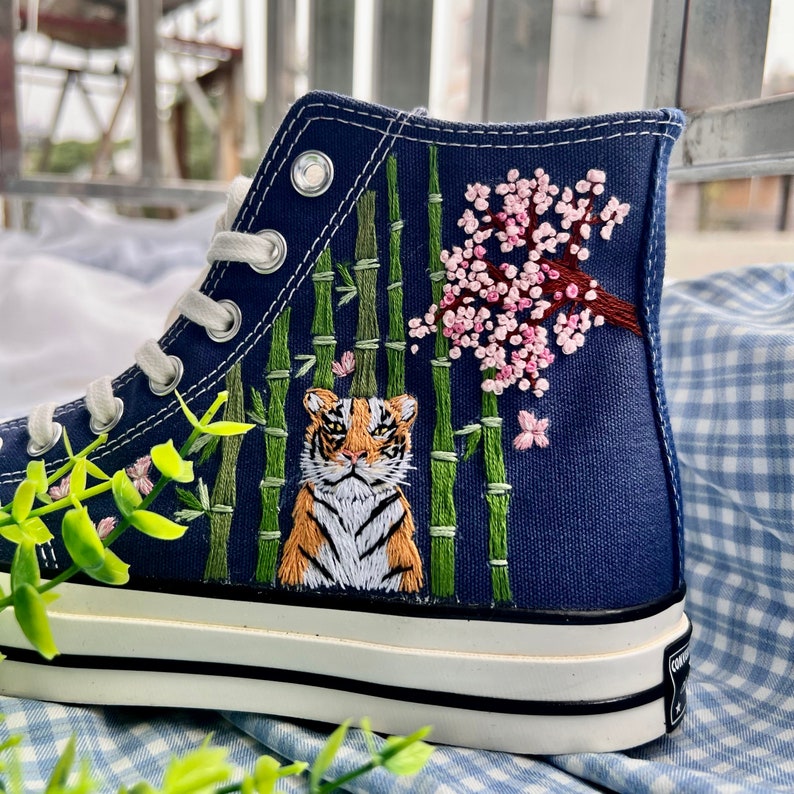 Tiger and Bamboo Converse Embroidery