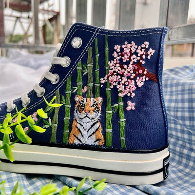 Tiger and Bamboo Converse Embroidery
