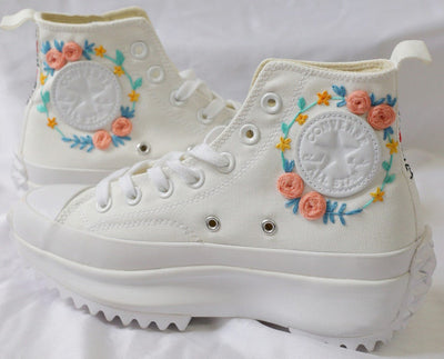 Rose Sunflower Bouquet Converse Embroidery
