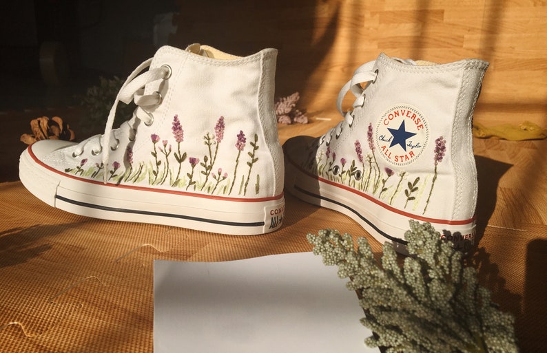Lavender Field Converse Embroidery