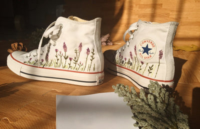 Lavender Field Converse Embroidery