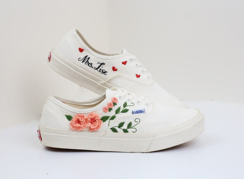 Rose Heart Name Converse Embroidery