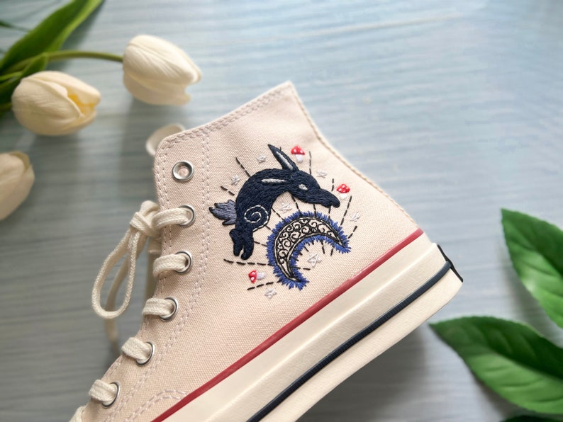 Moon and Sun Rabbits Converse Embroidery