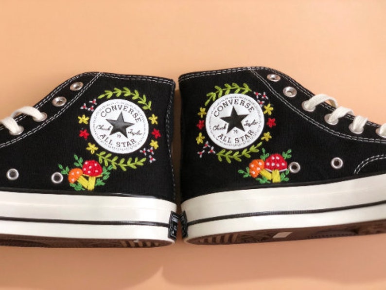 Mushroom embroidered shoes