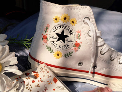 Daisy and Wildflowers Converse Embroidery