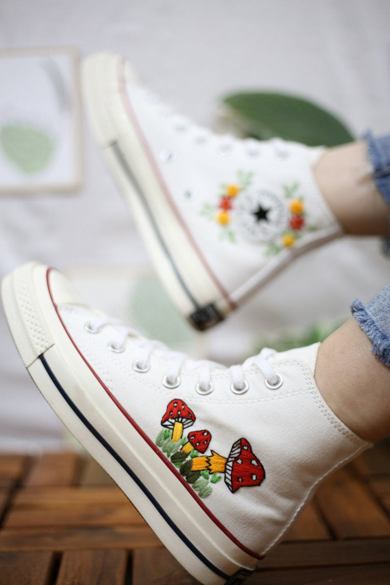 Frog Mushroom Converse Embroidery
