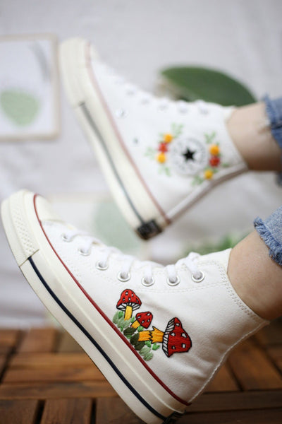 Frog Mushroom Converse Embroidery