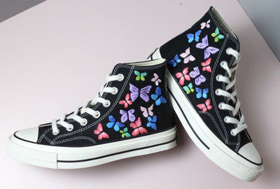 Colorful Butterflies Converse Embroidery
