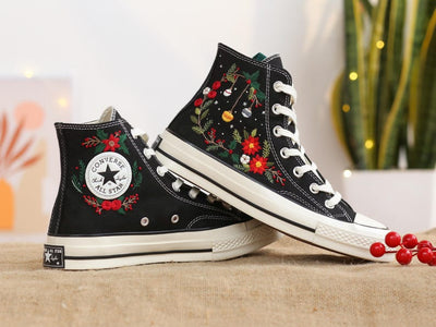 Christmas Flower Converse Embroidery