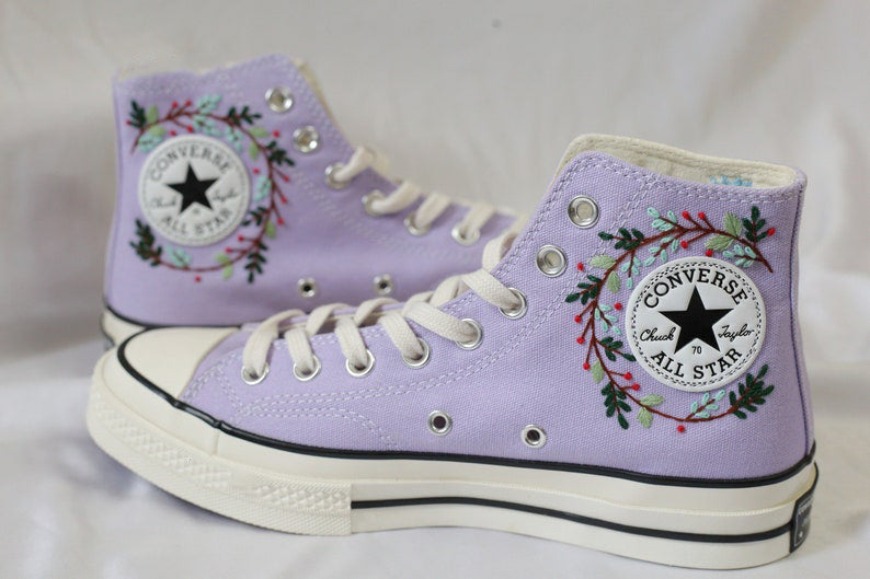 Cat Wildflower Converse Embroidery
