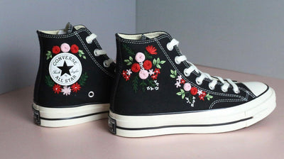 Red Rose Bouquet Converse Embroidery