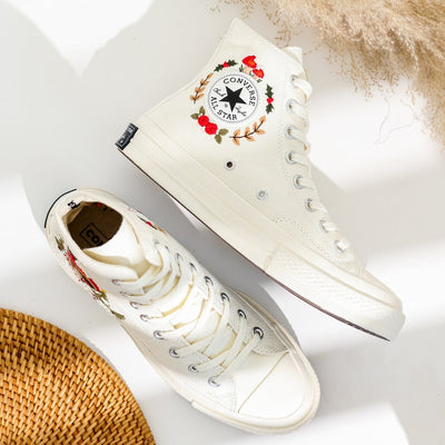 Christmas Tree and Mushroom Embroidered Converse High Top