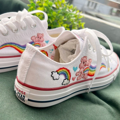 Embroidered Converse/Custom Bear And Rainbow