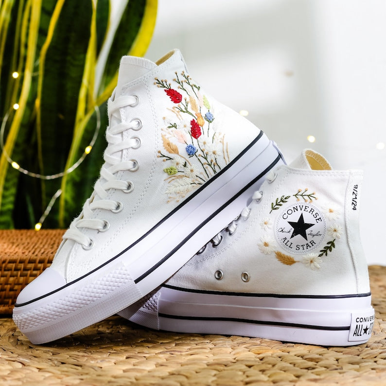 Dried Flowers Bouquet Converse Embroidery