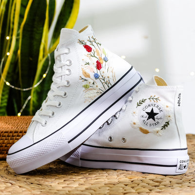 Dried Flowers Bouquet Converse Embroidery