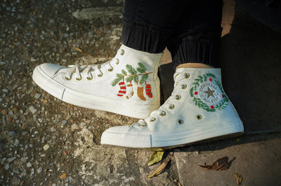Christmas Stockings Wreath Converse Embroidery