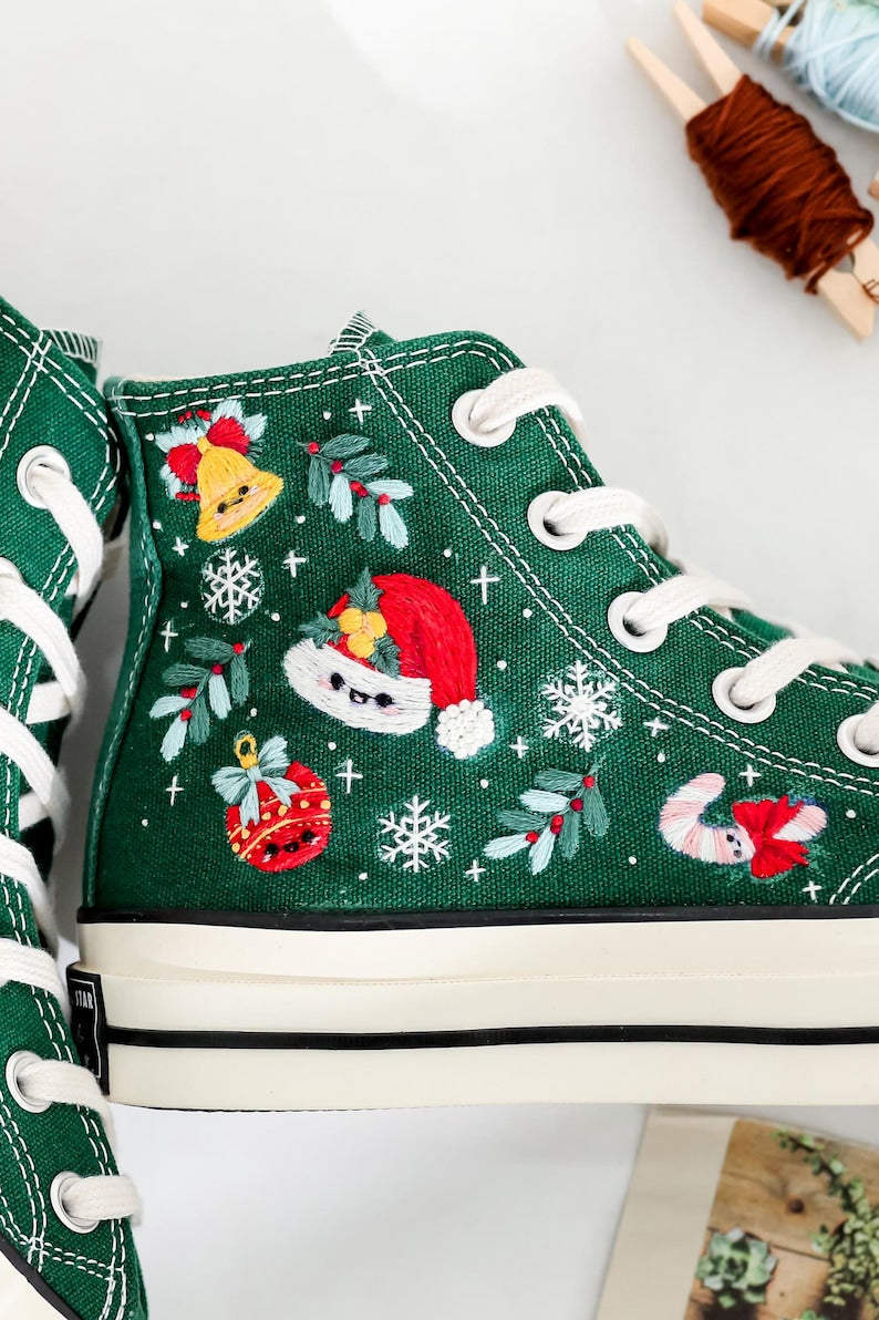 Christmas Embroidered Converse Shoes