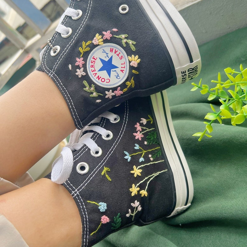 Pastel Wildflowers Converse Embroidery