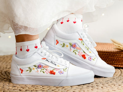 Bridal Flower Embroidered Shoes Wedding