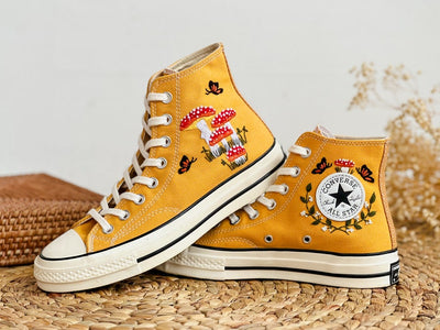 Mushroom and Butterfly Converse Embroidery