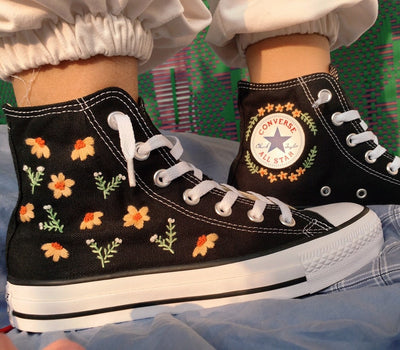 Orange Daisy Converse Embroidery