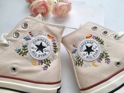 Converse High Tops Monarch Butterfly Floral Embroidery