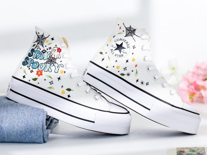 Spooky Embroidered Converse Shoes