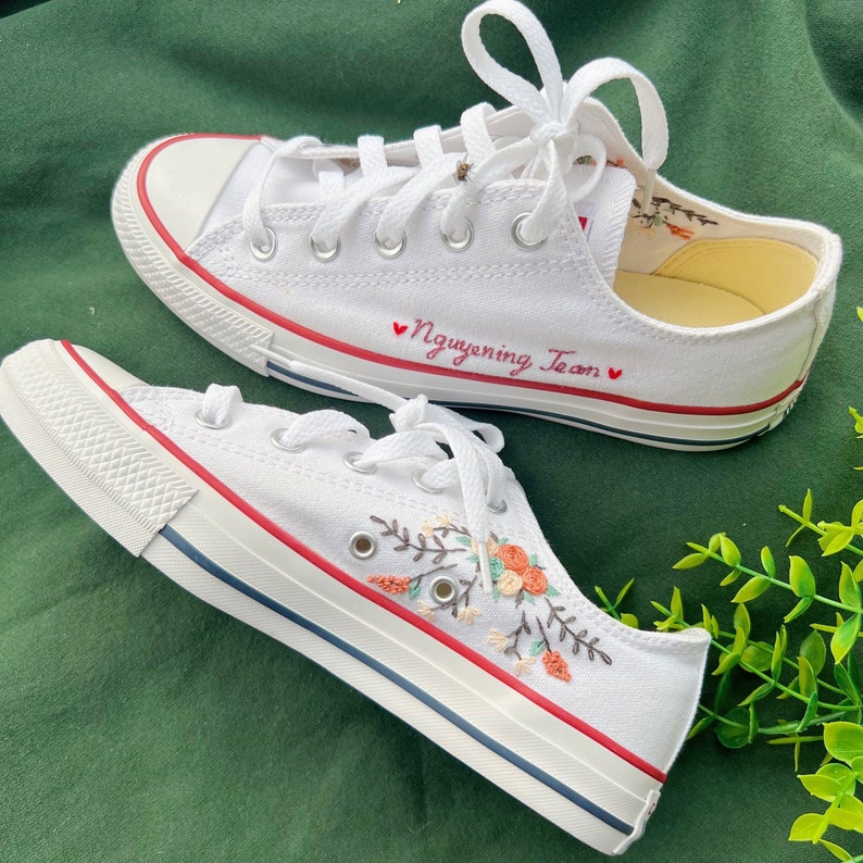 Personalized Rose Script Converse Embroidery