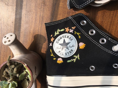 Pink Bouquet Converse Embroidery