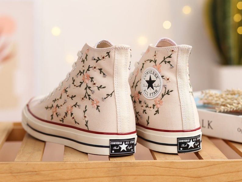 Peach Blossom Flower Converse Embroidery