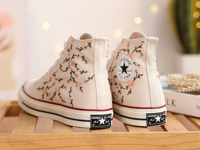 Peach Blossom Flower Converse Embroidery