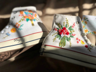 Bouquet Daisy Wreath Converse Embroidery