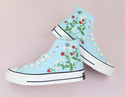 Strawberry Daisy Converse Embroidery