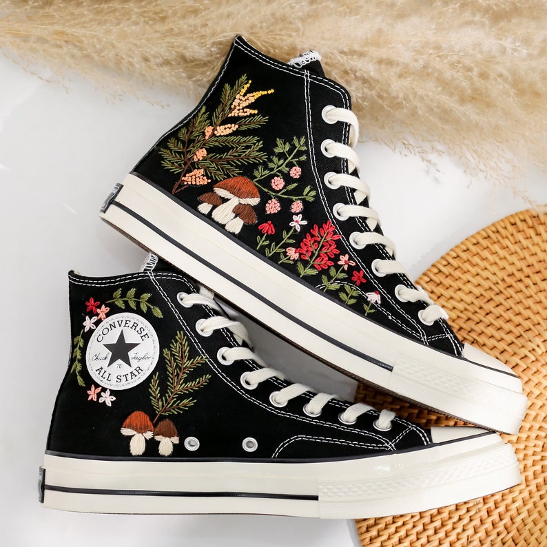 Mushroom Embroidered Converse High Top