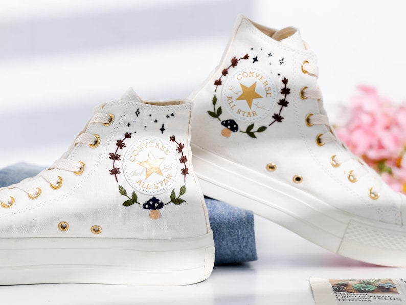 Mushrooms Embroidered Converse Shoes