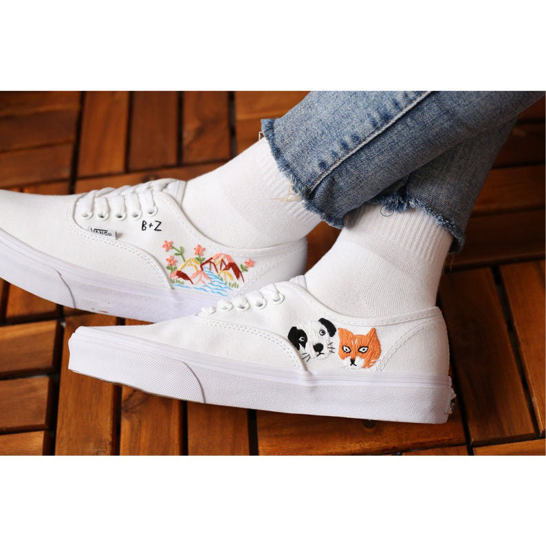 Mountain & Puppy Converse Embroidery
