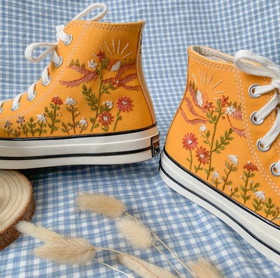 Bird & Wildflowers Converse Embroidery