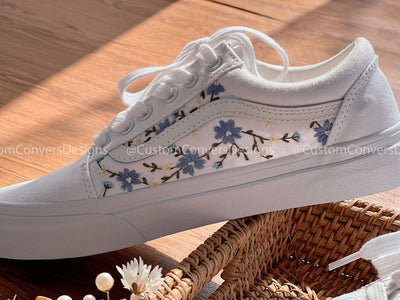 Embroidered Vans Blue Chrysanthemum