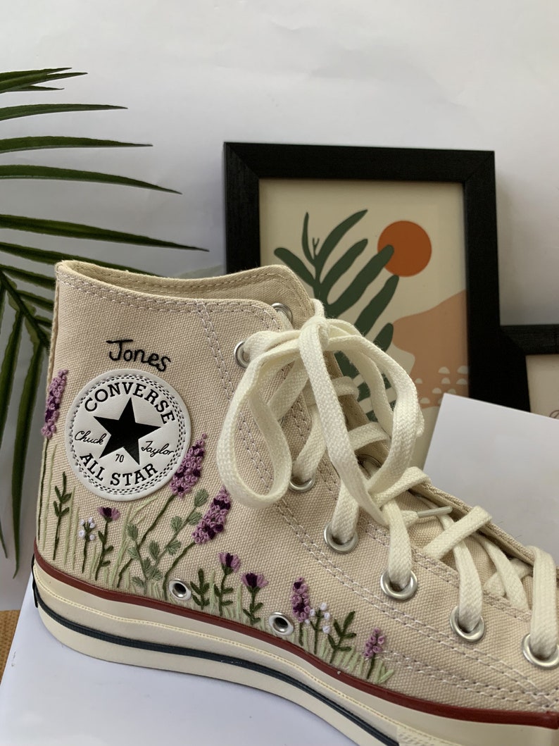 Lavender Field Converse Embroidery